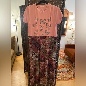 OOAK Upcycled Pink Butterfly Print Dress